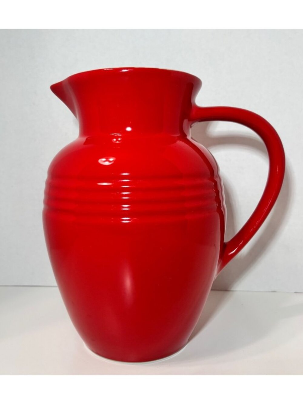 Le Creuset Cerise Cherry Red PITCHER Stoneware 8.5" 72oz
